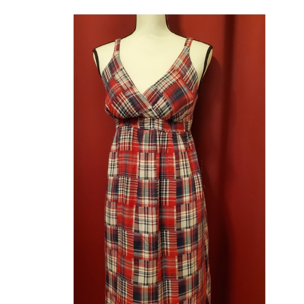 Faded Glory Red Plaid Sleeveless Dress US 10